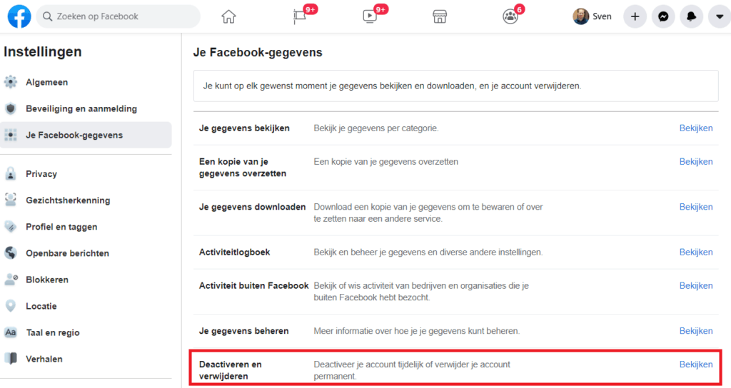 Facebook deactiveren