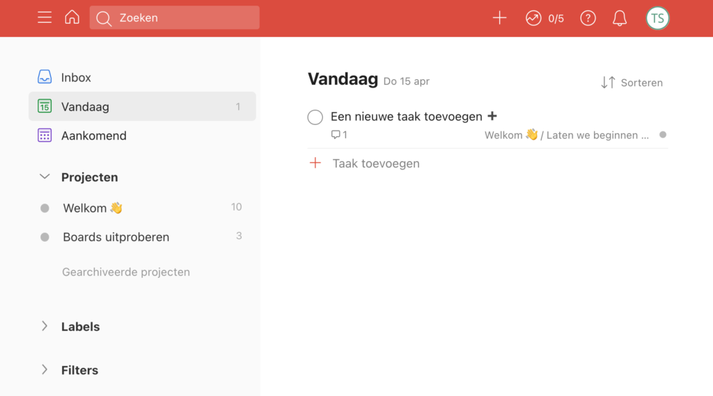 Todoist webversie