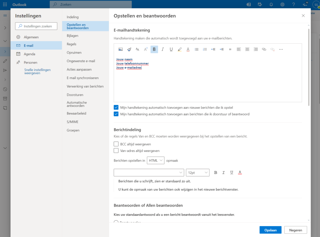 Outlook handtekening