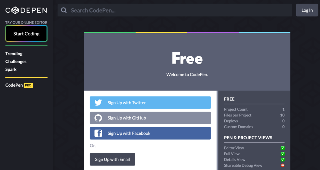 Codepen free