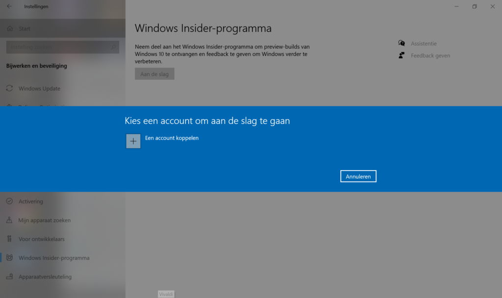 Inloggen Windows Insider