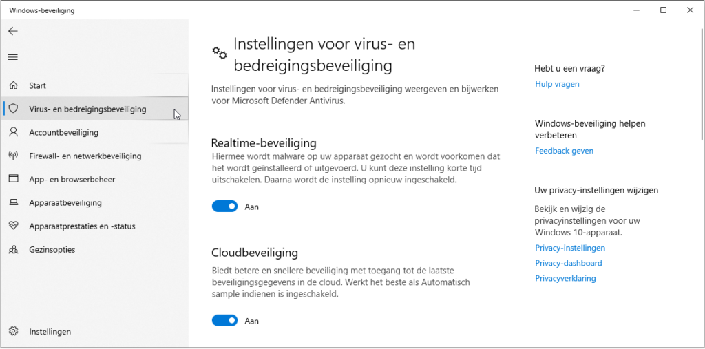 virus- en bedreigingsbeveiliging