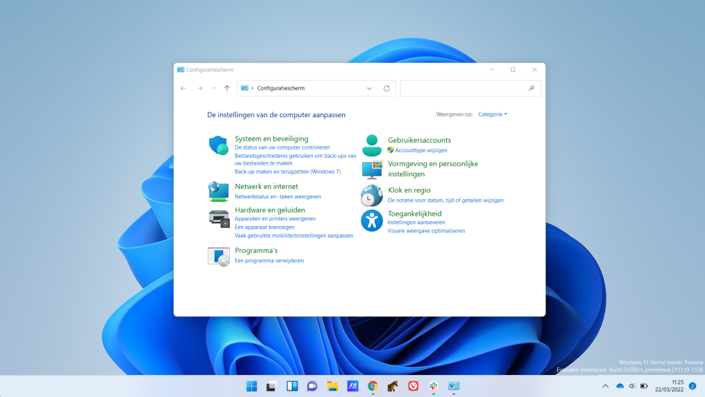 configuratiescherm Windows 11