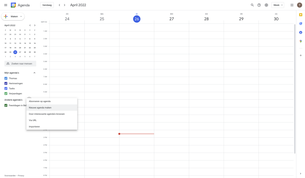 agenda toevoegen