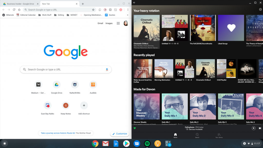 Split screen Chrome OS